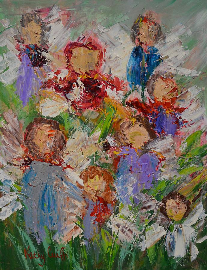 Angels Painting - Angelic Chorus II by Kathy  Cuiffi