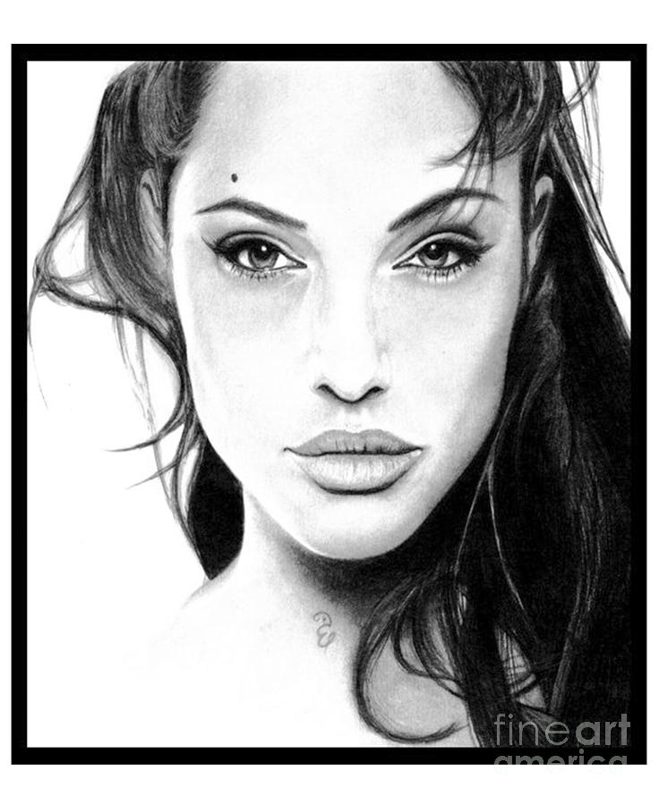 Angelina Jolie Pencil Drawing Drawing By Debbie Engel