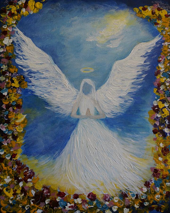 Angels Prayer Painting by Leslie Allen