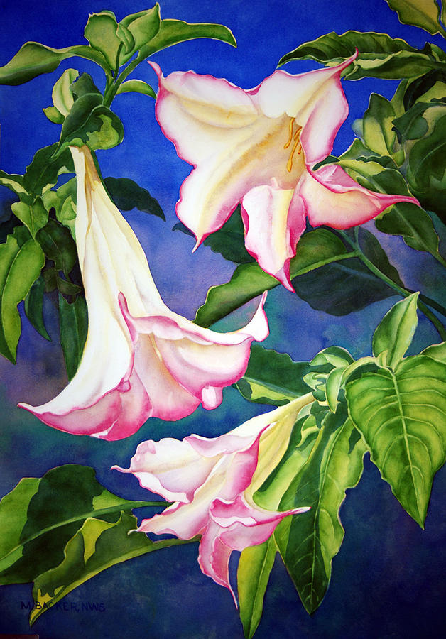 Flowers Painting - Anges Trumpet by Mary Backer Flowers Painting - Anges Trumpet by Mary Backer
