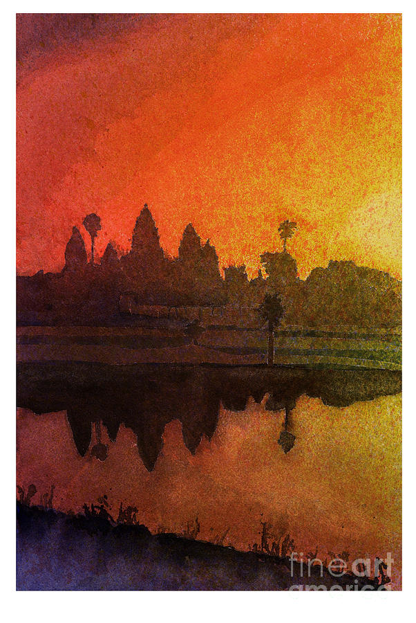 Angkor sunrise Painting by Ryan Fox