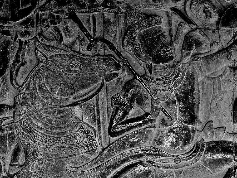 Angkor Wall Carving Photograph by Arj Munoz