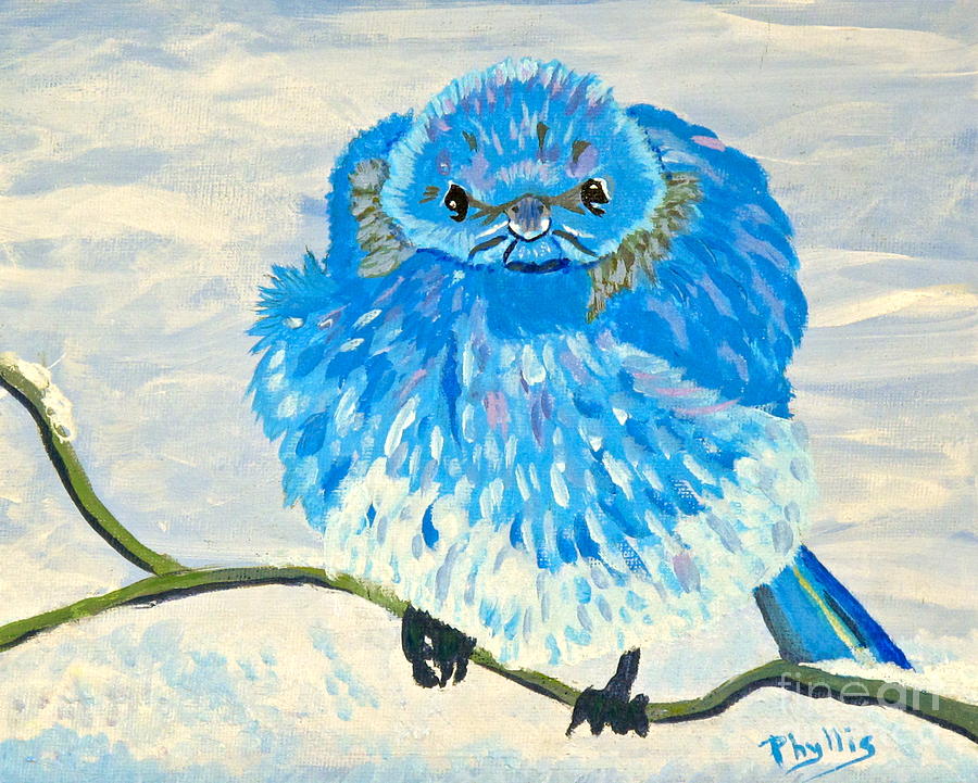 Angry Blue Bird Painting by Phyllis Kaltenbach