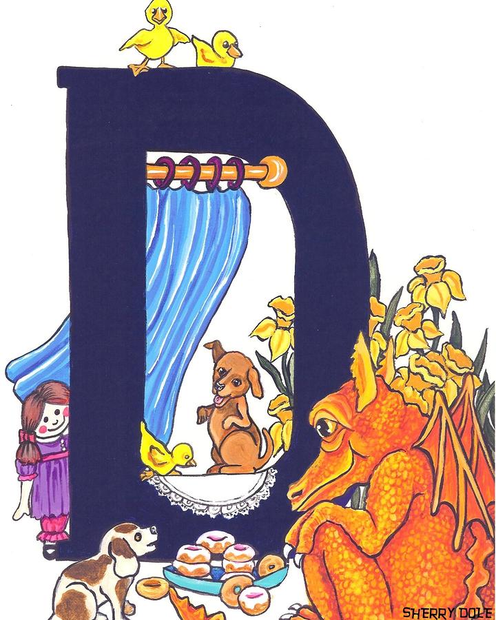 Animal Alphabet D Painting by Sherry Dole