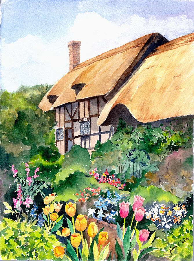 Cottage Painting - Anne Hathaway Cottage by Jean Walker White