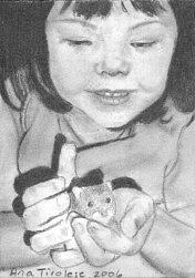 Annies Little Friend - ACEO Drawing by Ana Tirolese