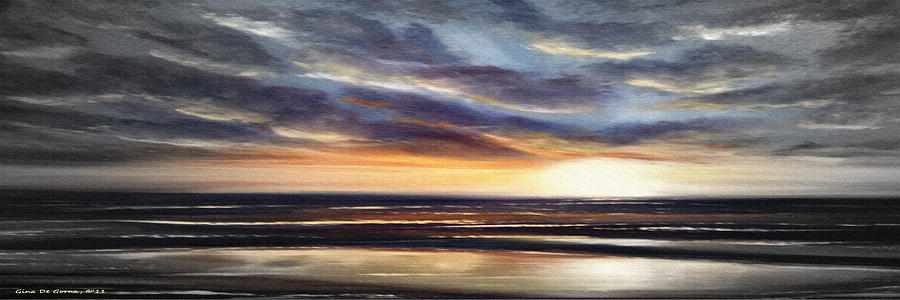 Another Sunset in Paradise - Panoramic Painting by Gina De Gorna