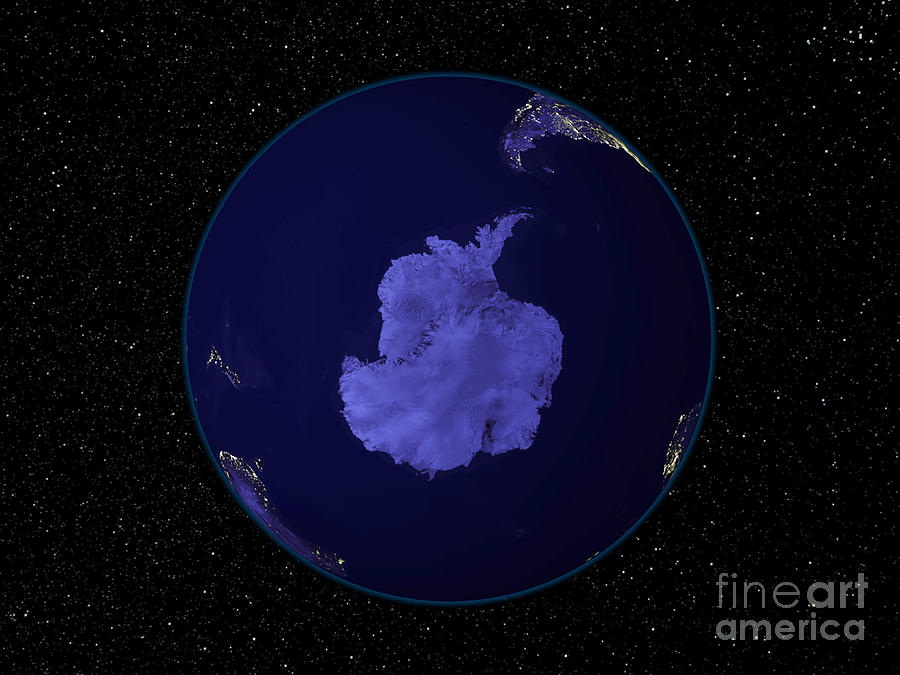 Antarctica From Space At Night Photograph by Marit JentoftNilsen, NASA