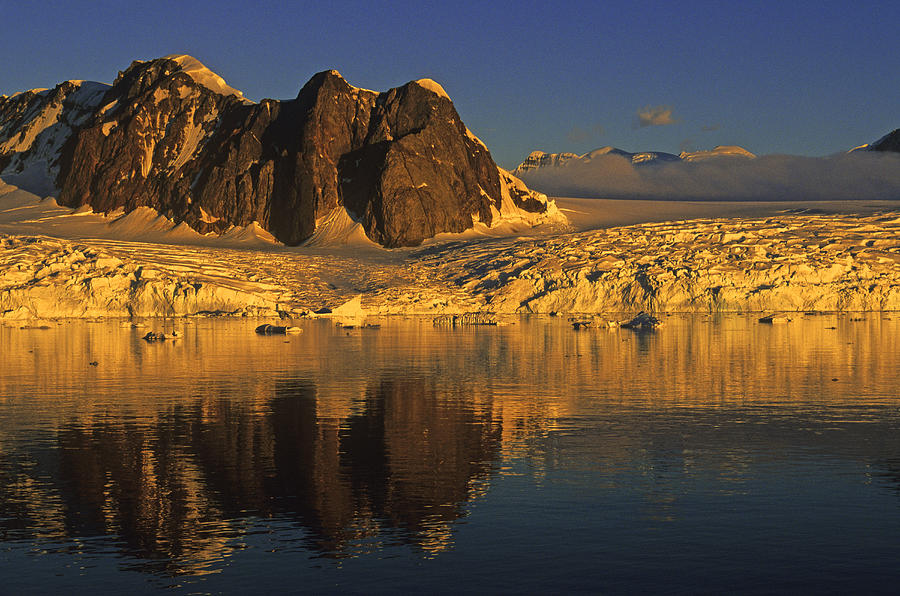 Antarctica glacier at sunset Photograph by Cliff Wassmann