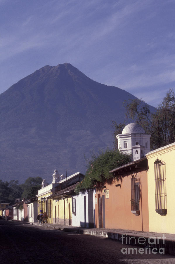 Antigua Street with Volcano Photograph by John  Mitchell