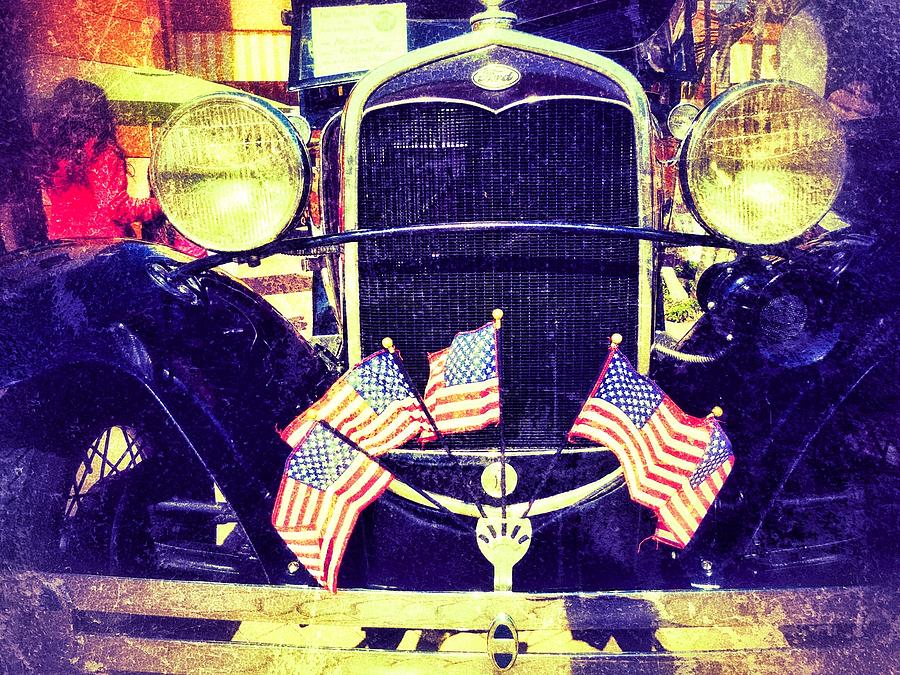 Antique Car with Flags Photograph by Nora Martinez