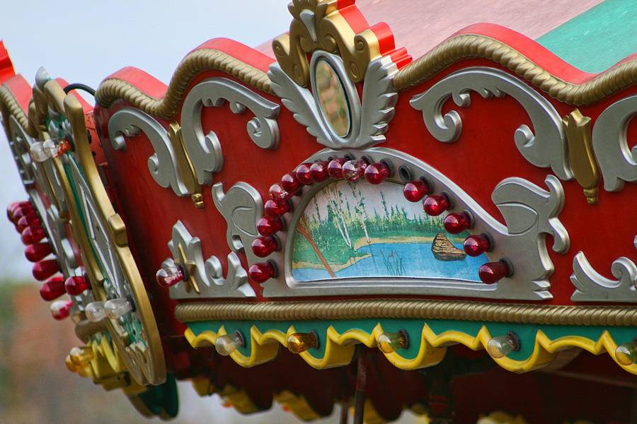 Antique Carousel Handpainted Details Photograph by Kathy Clark