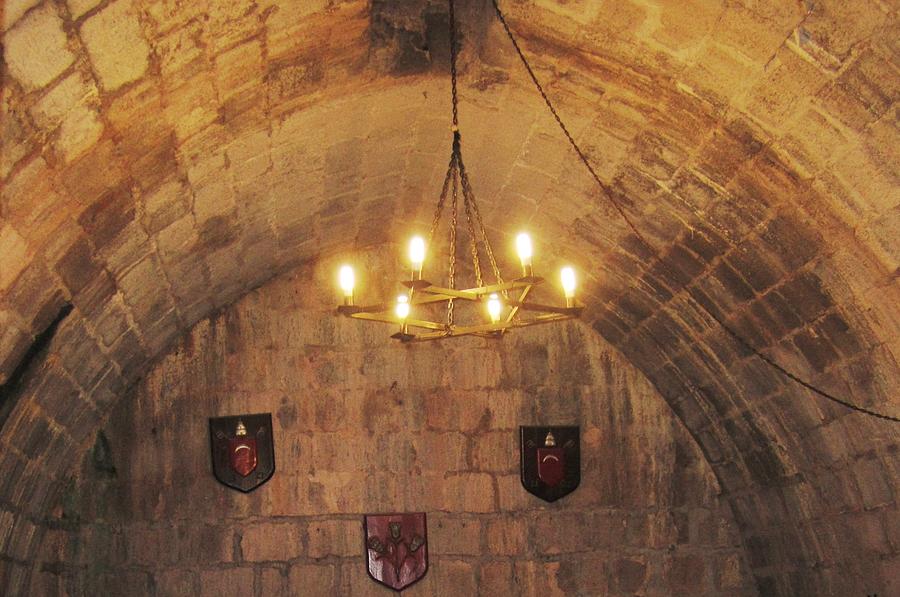 Antique Chandelier Lighting Inside Peniscola Castle Spain Photograph by John Shiron