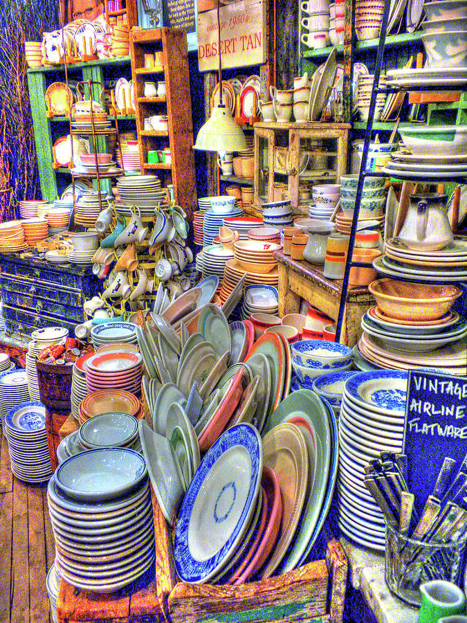 Antique Dishes Fishs Eddy New York Photograph by Dave Mills