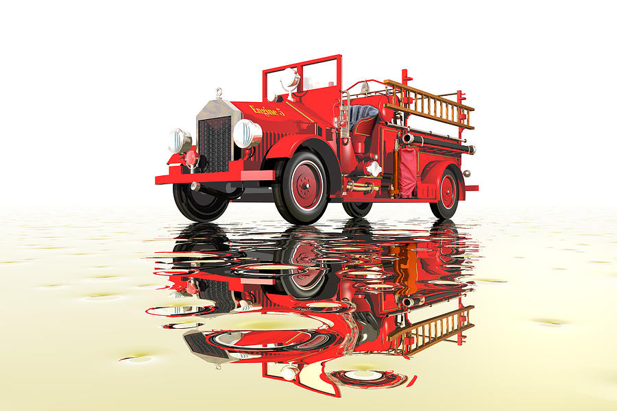 Antique fire engine Digital Art by Carol and Mike Werner
