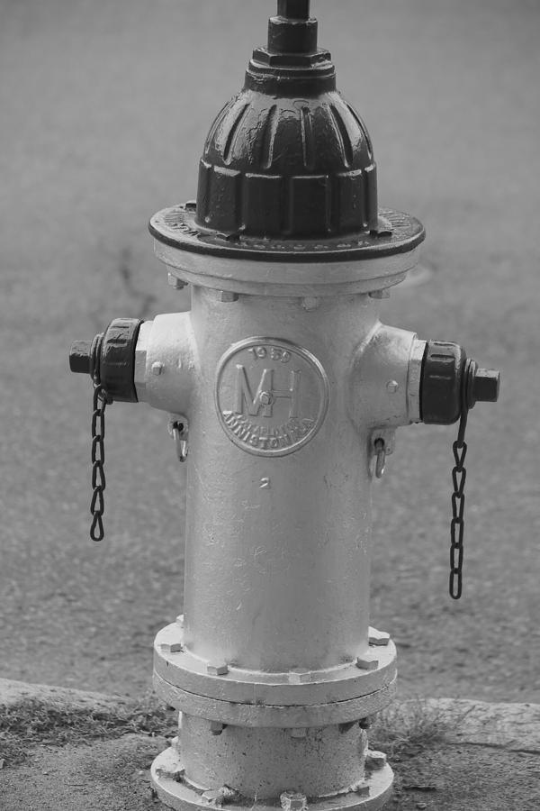 Black And White Photograph - Antique Fire Hydrant Cambridge Ma by Allan Morrison