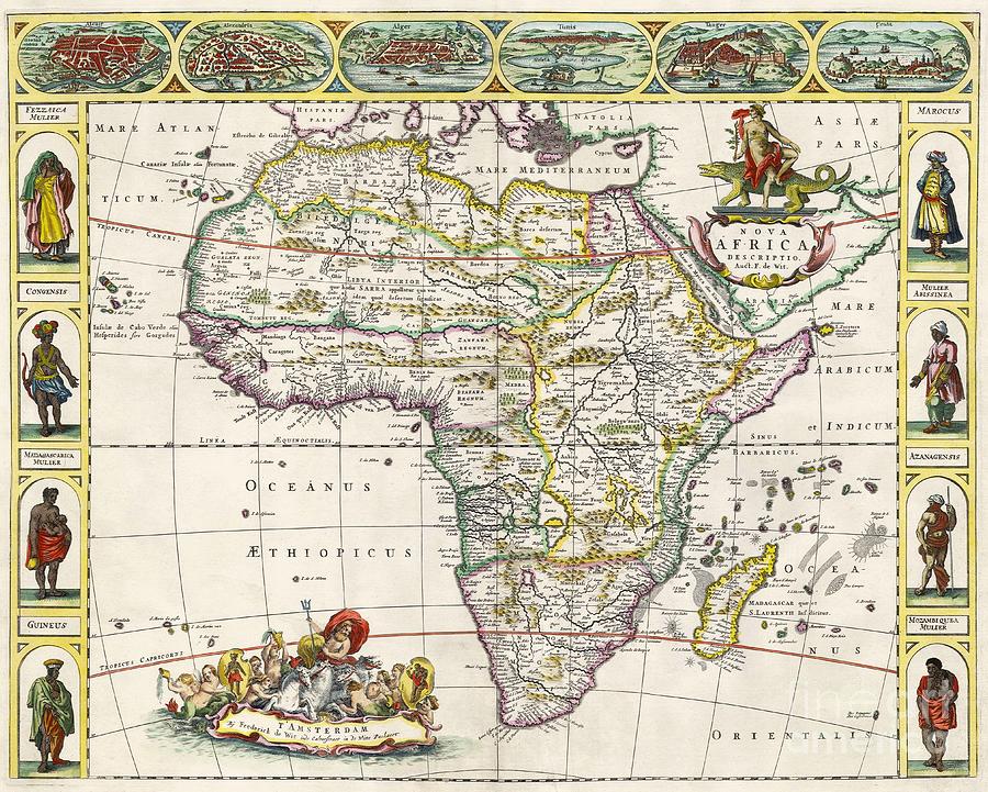 Antique Map of Africa Drawing by Dutch School