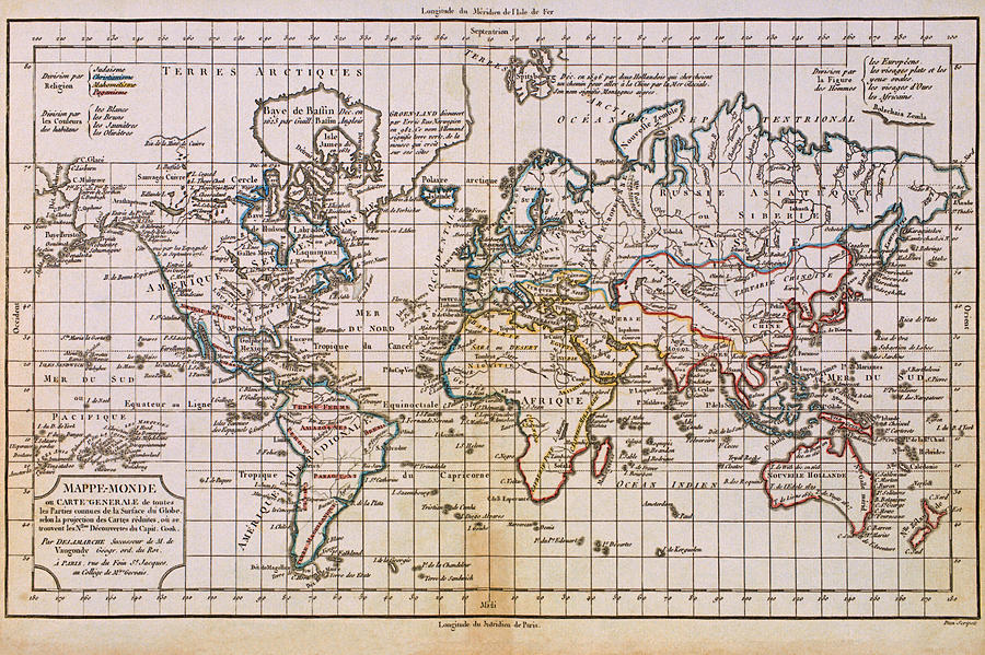 Antique Map Of The World Photograph by Comstock