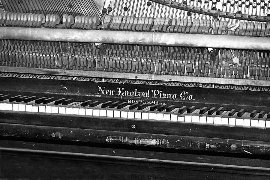 Antique Piano Black And White Photograph by Phyllis Denton