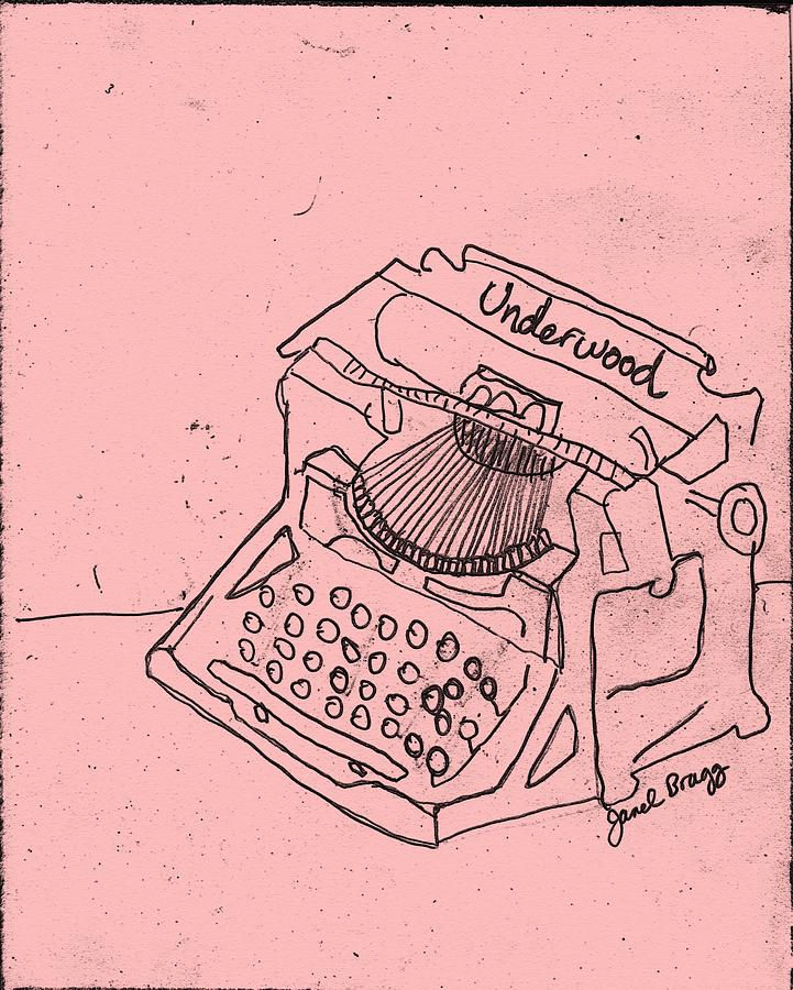 Old Drawing - Antique Typewriter in Pink by Janel Bragg