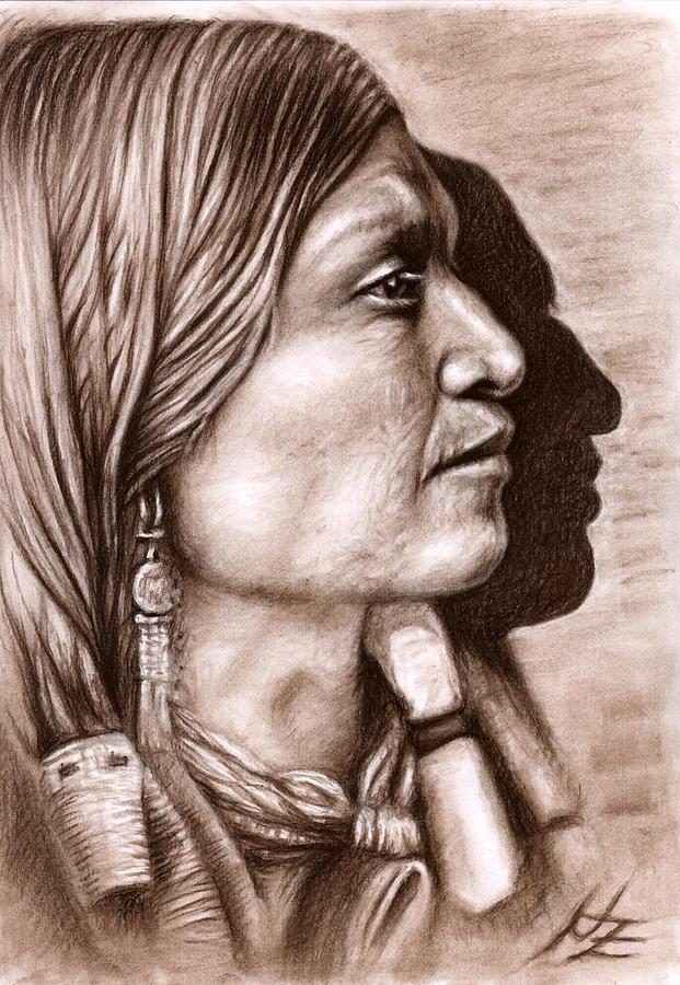 Apache Chief Drawing by Nicole Zeug