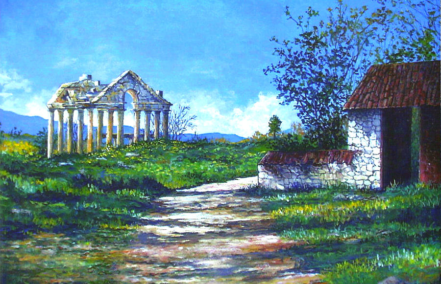 Aphrodesias Temple Painting by Lou Ann Bagnall