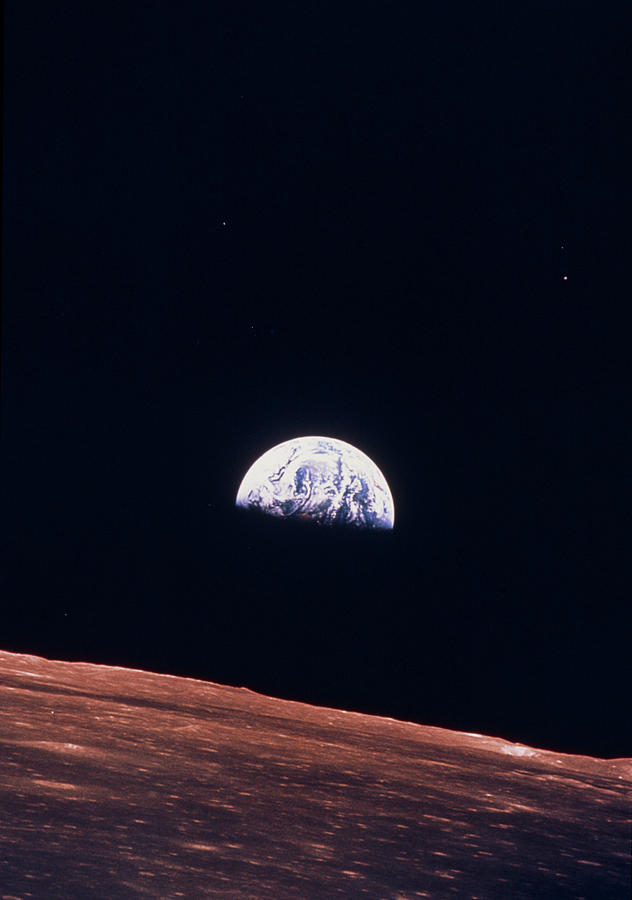 Apollo 10 View Of Earth Rising Over Lunar Horizon Photograph by Nasa.
