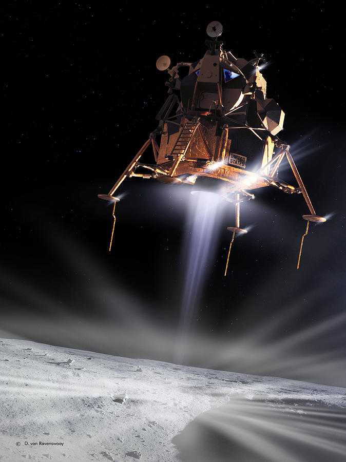 Space Photograph - Apollo 11 Moon Landing, Computer Artwork by Detlev Van Ravenswaay