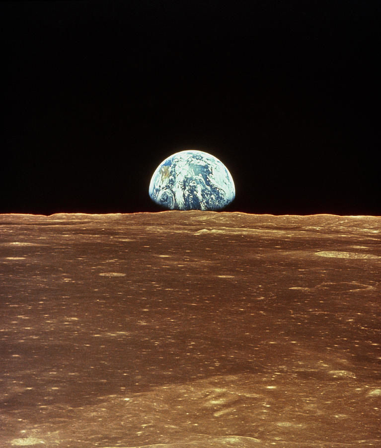 Apollo 11 View Of Earth Rising Over Moons Horizon Photograph by Nasa