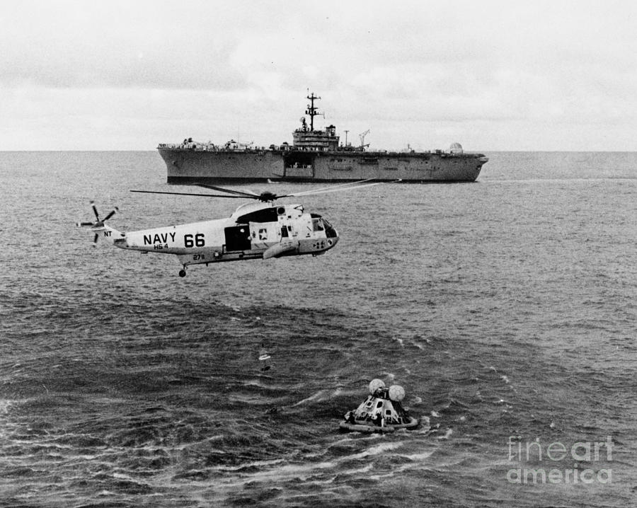 Apollo 13 Recovery Swimmers Photograph by Nasa