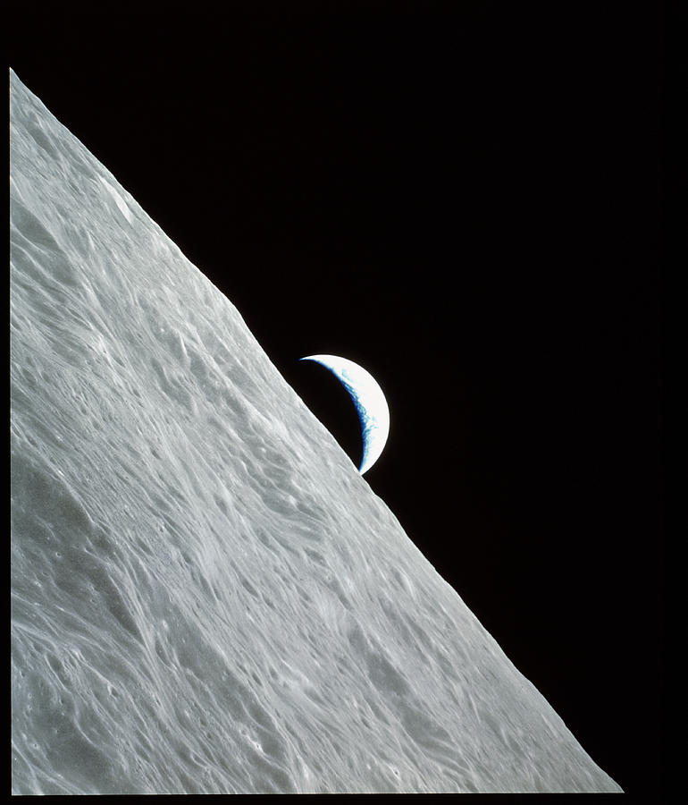 Apollo 17 Image Of A Crescent Earthrise Over Moon Photograph by Nasa