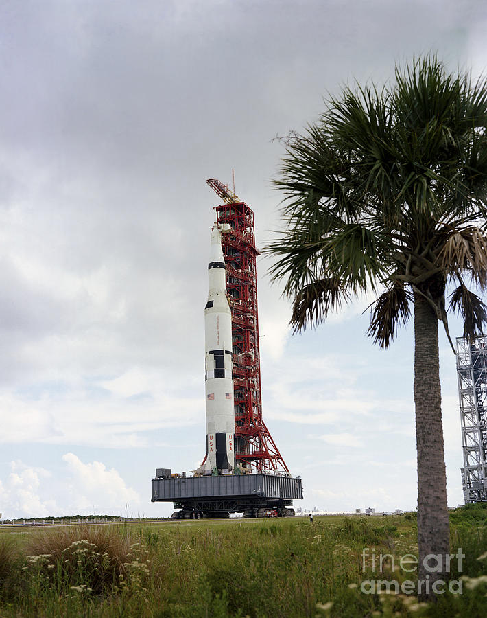 Space Photograph - Apollo 4 And Its Mobile Launch Tower by Stocktrek Images