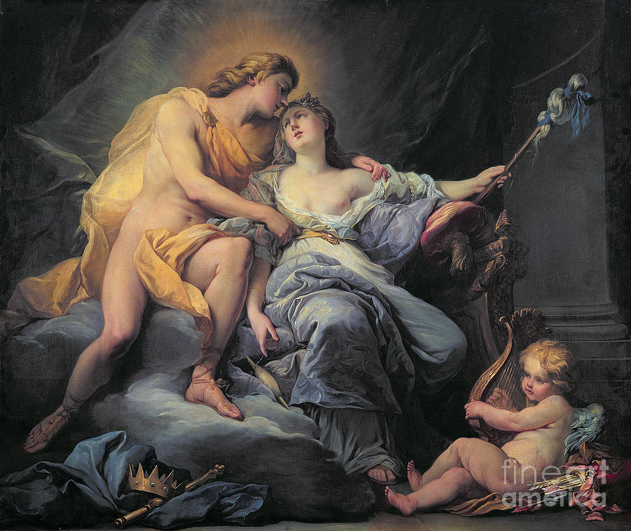 Nude Painting - Apollo caressing the nymph Leucothea  by Antoine Boizot