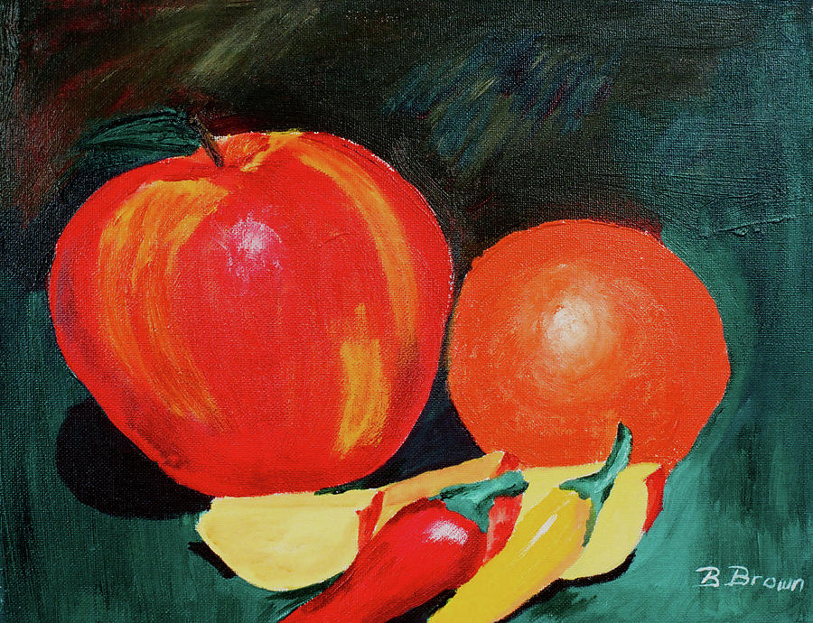 Apple and peppers Painting by Burma Brown
