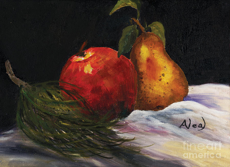 Still Life Painting - Apple Christmas by Ann Neal
