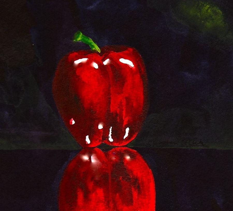 Apple Mirror Image Painting by Sharon Mick