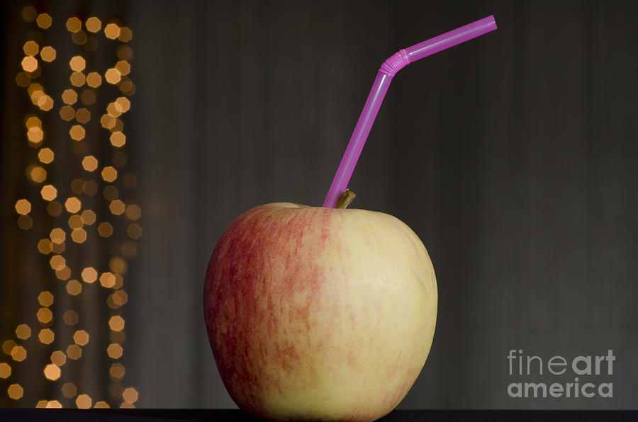 Apple Photograph - Apple with straw by Mats Silvan