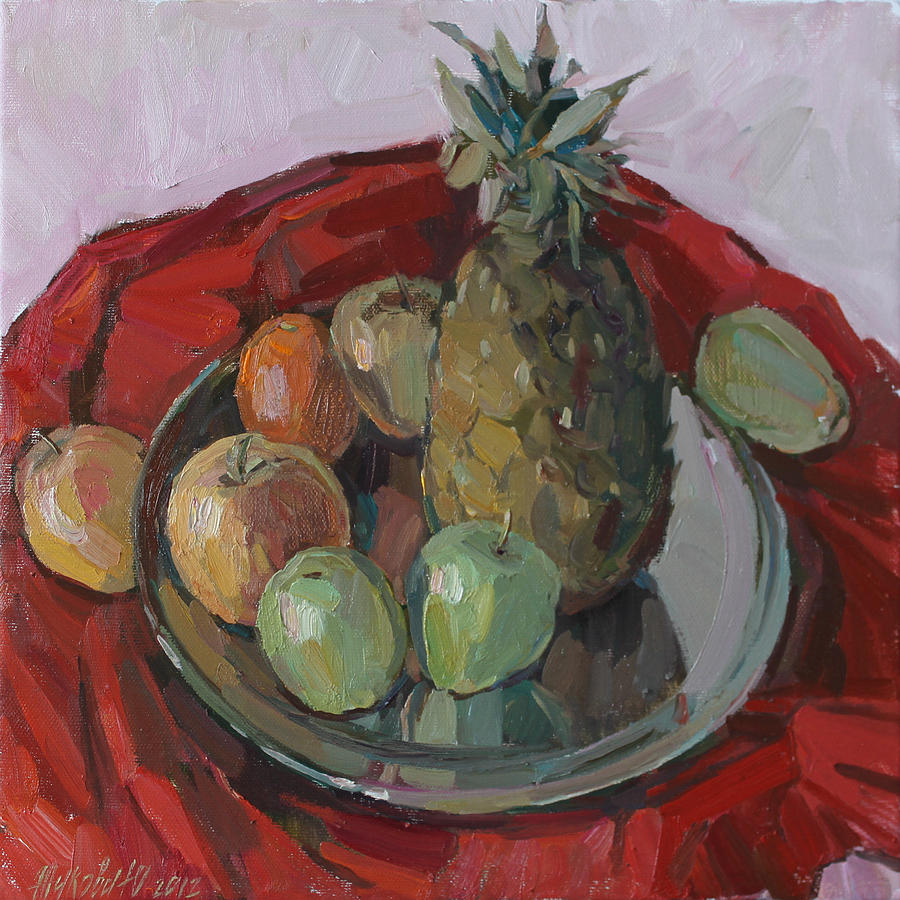 Apples and Pineapple Painting by Juliya Zhukova
