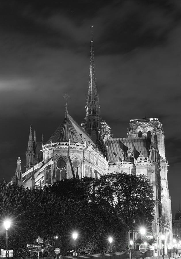 Apse of Notre Dame de Paris by night Photograph by Fabrizio Ruggeri