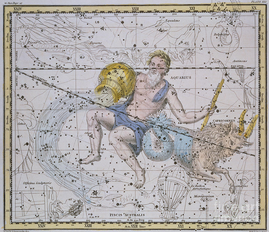Map Painting - Aquarius and Capricorn by A Jamieson