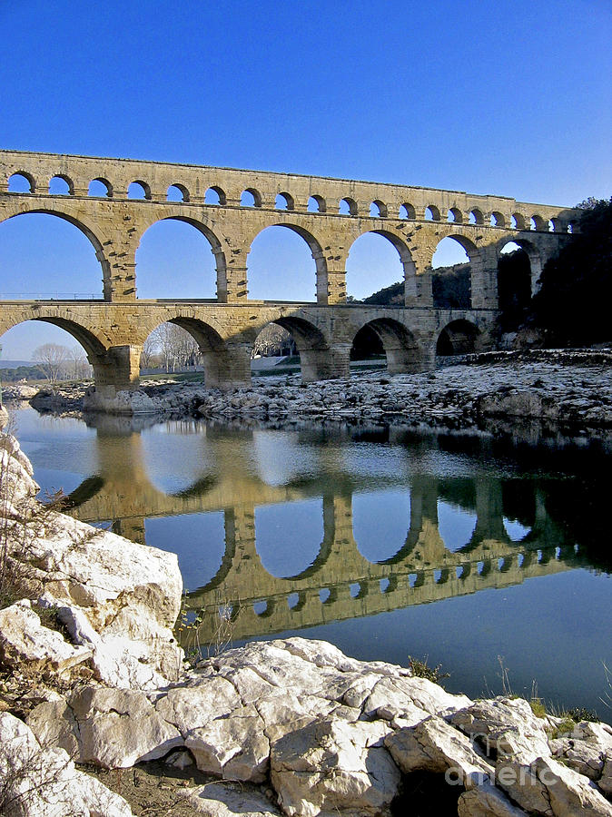 Romanesque Photograph - Aqueduc du Pont du Gard.Provence by Bernard Jaubert