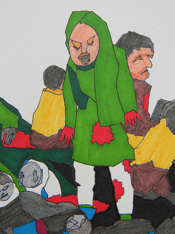 Arab Despair DETAIL 3 Painting by Marwan George Khoury