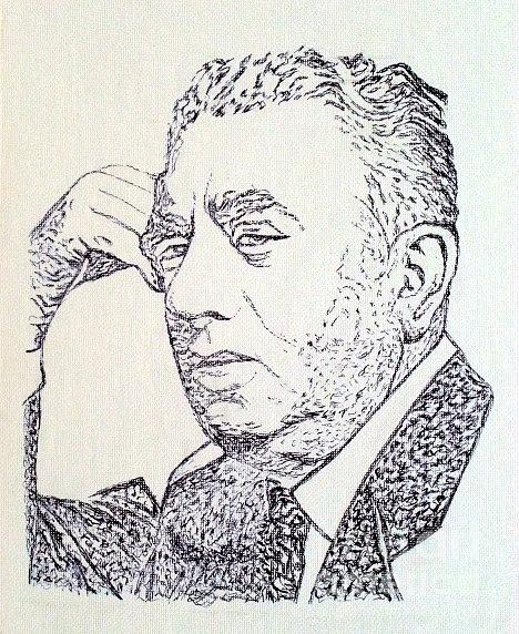 Black And White Drawing - Aram Khachaturian by Hasmig Mouradian