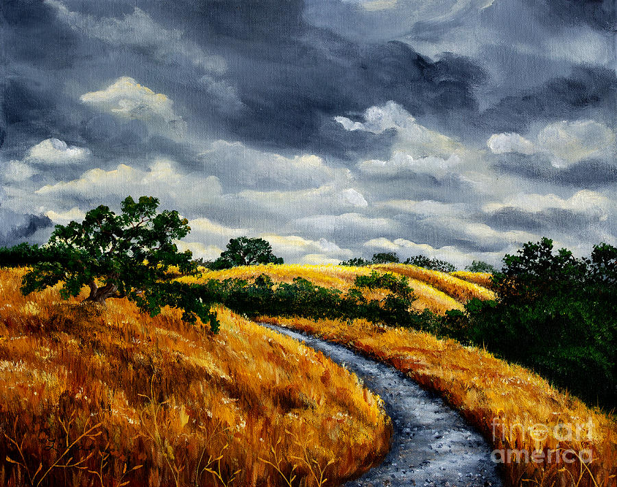 Arastradero Trail in Early Autumn Painting by Laura Iverson