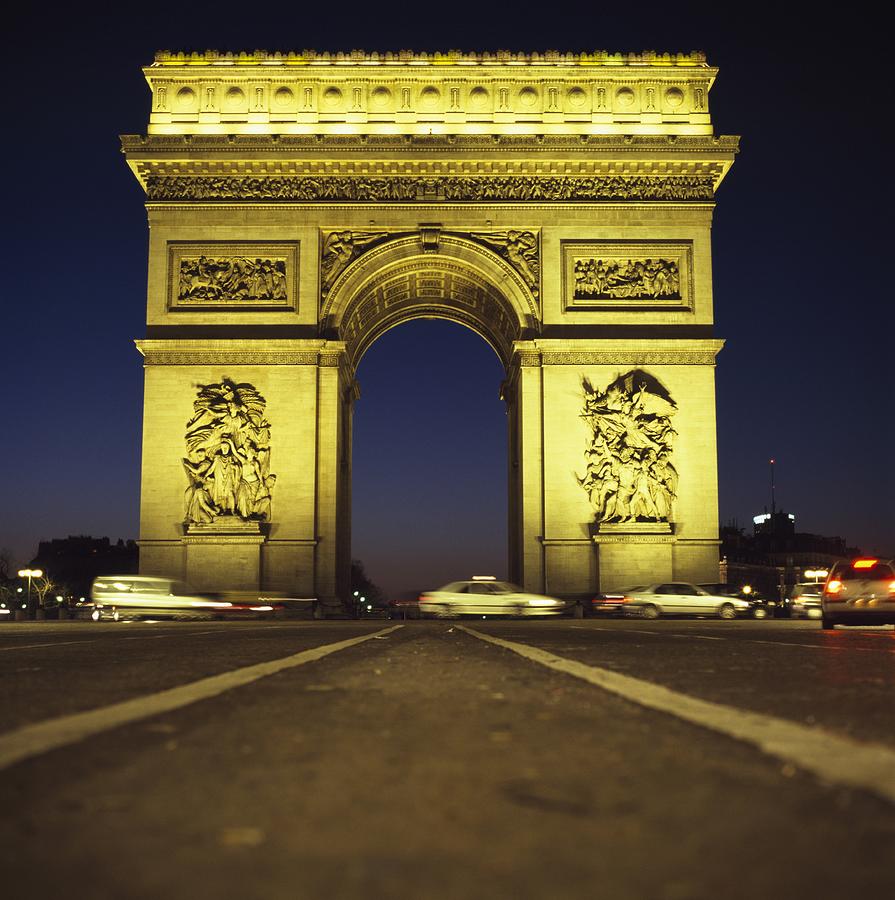 Arc De Triomphe At Night Photograph by Axiom Photographic