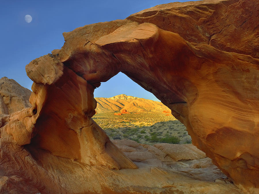 Arch Rock And Moon Valley Of Fire State Photograph by Tim Fitzharris