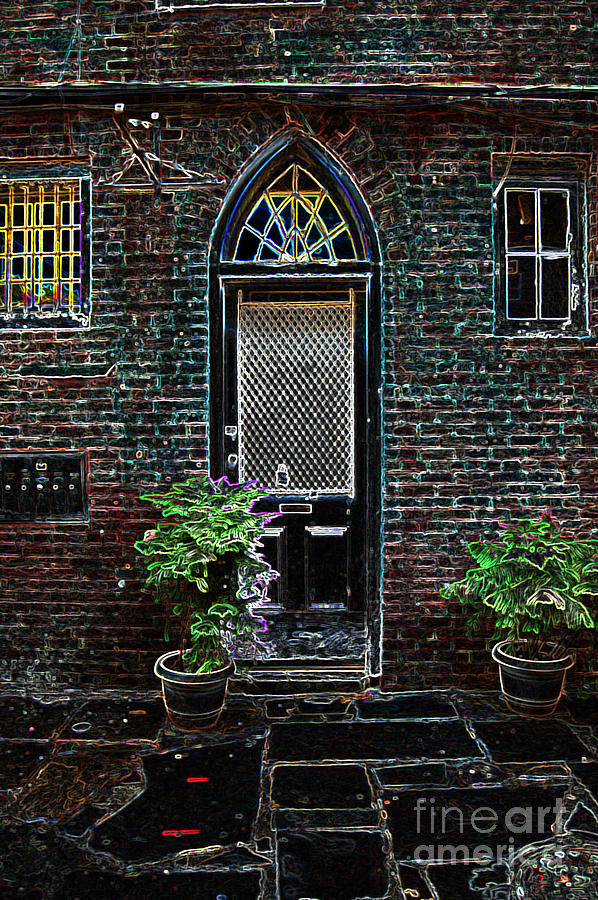 Arched Doorway French Quarter New Orleans Colored Glowing Edges Art Digital Art by Shawn OBrien