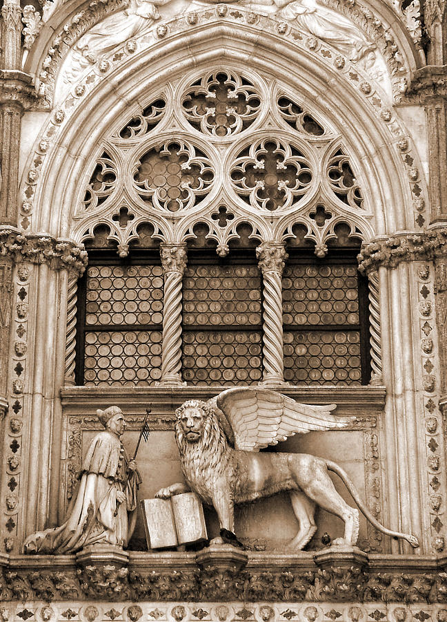 Arched Window With Lion Of Venice Photograph