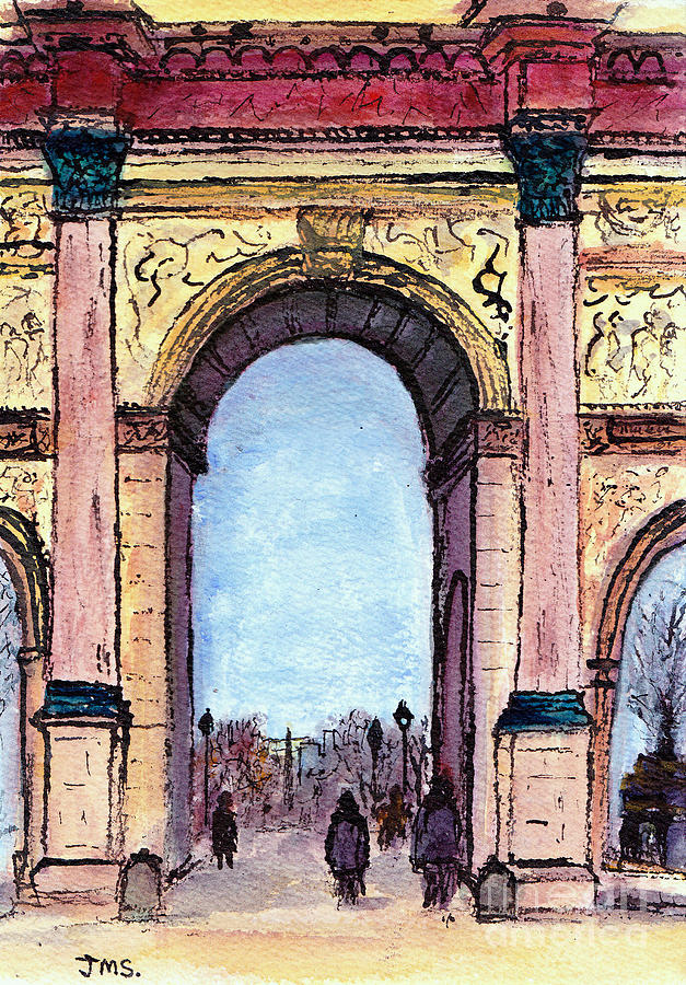 Archway at the Louvre Paris Painting by Jackie Sherwood