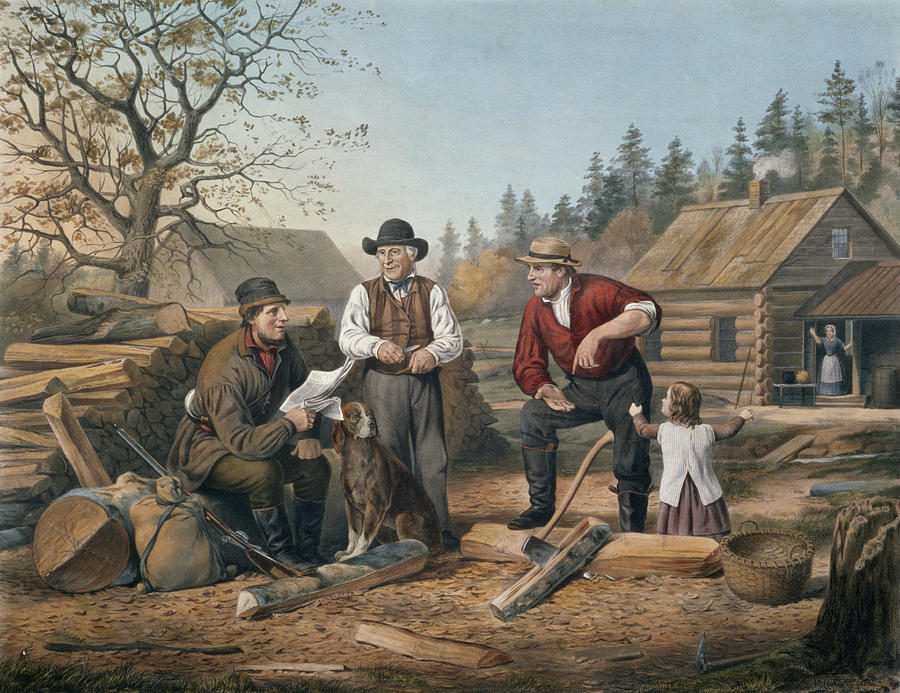Currier And Ives Painting - Arguing the Point by Currier and Ives